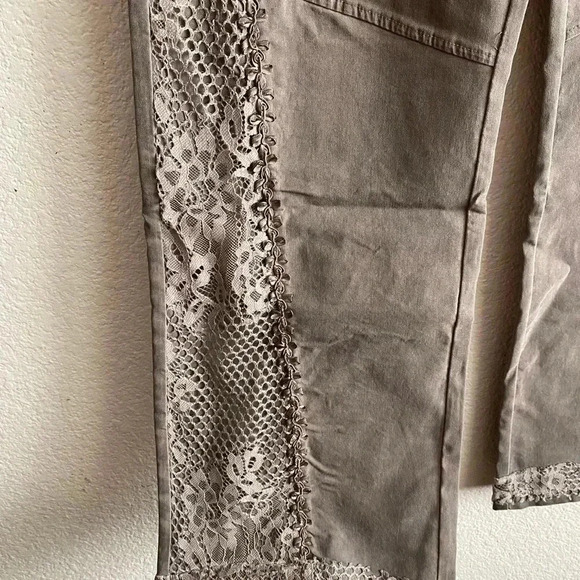 🆕Pretty Angel Ecru Lace-Accent Wide-Leg Linen Blend Pants S🆕 - Picture 5 of 14